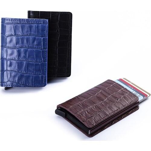 Weduoduo Crocodile Skin Card Holder RFID Aluminium High quality Metal Men Credit Card Holder With RFID Blocking Mini Wallet