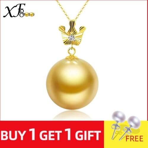 XF800 Gold Pearl 18K Gold Jewelry Pendant 9-14mm Pearl Jewelry Luxury Fine Wedding Party Gift For Women D320