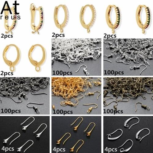 2-100pcs DIY Earring Findings Stud/Drop/Hoop Earrings Clasps Hooks Fittings DIY Jewelry Making CZ Crystal Earrings Accessories