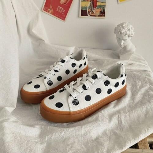 Womens Sneakers Shoes 2019 Fashion Womens Polka Dot Casual Shoes Joker Student Sneakers Wedges Shoes for Women Off White Shoe