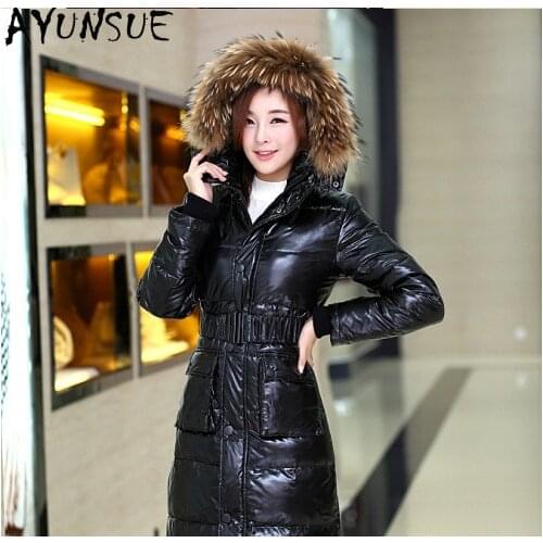 AYUNSUE Winter Down Jacket Long Thick Plus Size Women Coat Female Roccoon Fur Collar Jackets and Coats Mujer Chaqueta 2020 New