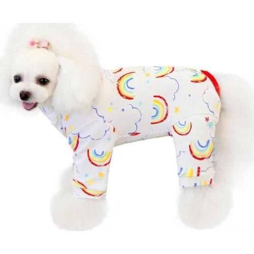 Winter Warm Pet Clothes Four-Legged Pets Jacket Cold-proof Dog Down Belly Strawberry Rainbow Printed Pet Jumpsuits For Puppy