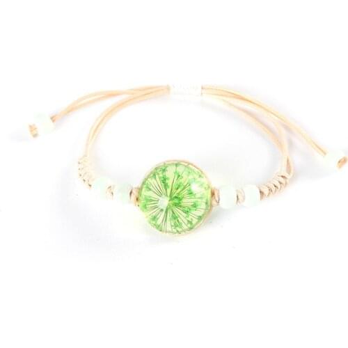 1@# 1 Pcs Style Chain Link Bracelet Women Bracelets Glass Ball Color Flower Plants Bracelets Party Wedding Jewelry Accessories