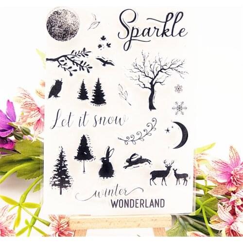 11x15cm moon forest Transparent Clear Stamps Silicone Seals Roller Stamp DIY scrapbooking photo album/Card Making
