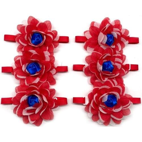 50pcs Dog Bowtie Red Blue Style independence Day Pet Supplies Dogs Accessories Small Dog Cat Bow Tie Collar Dogs Bowties Necktie