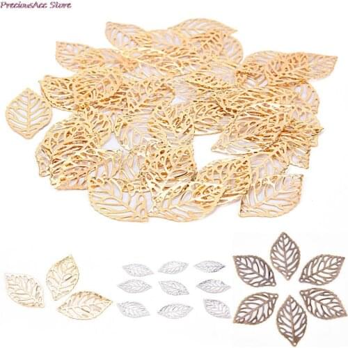 50 pieces/lot White,Gold,Bronze Antique bronze Metal Filigree Flowers Slice Leaves Charms Setting Jewelry DIY Makings