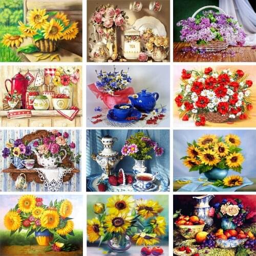 5D diamond painting flower vase full square home decoration gift DIY art mosaic pattern rhinestone embroidery cross stitch kit