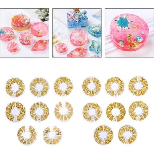 8 Boxes Heart Star Moon Mix Shape Resin Metal Material Epoxy Mold Filling Filler