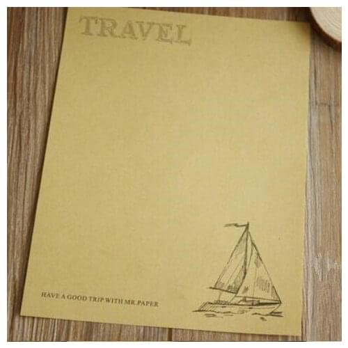 8pcs/lot NEW Vintage Sailing Blank kraft paper series DIY Multifunction Kraft letter paper set nice Gift 230*180mm