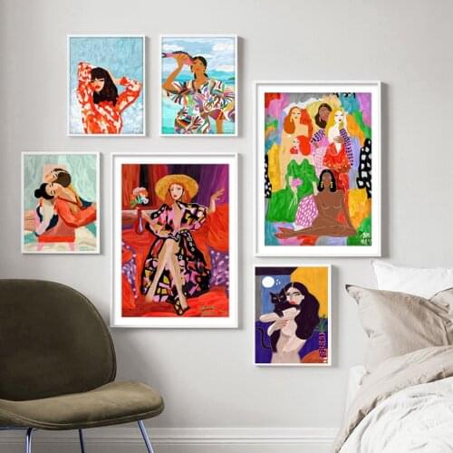 Abstract Fashion World Sexy Woman Colors Wall Art Canvas Painting Nordic Posters And Prints Wall Pictures For Living Room Decor