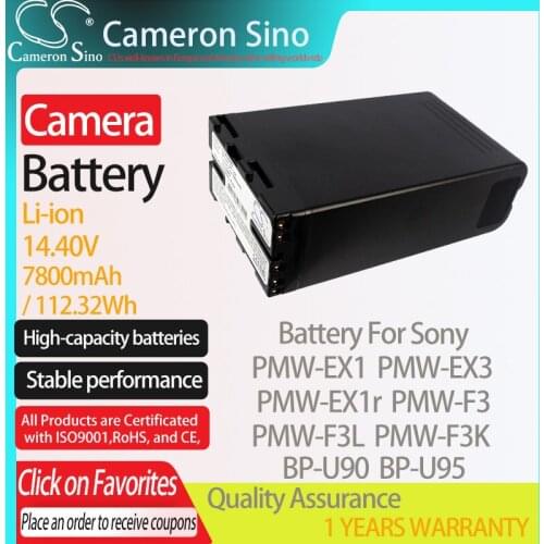 CameronSino Battery for Sony PMW-EX1 PMW-EX3 PMW-EX1r PMW-F3 PMW-F3L PMW-F3K PMW-100 fits Sony BP-U90 Digital camera Batteries