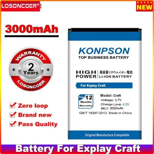 LOSONCOER 3000mAh High Quality Mobile Phone Battery For Explay Craft Battery Bateria Batterie +Quick Arrive