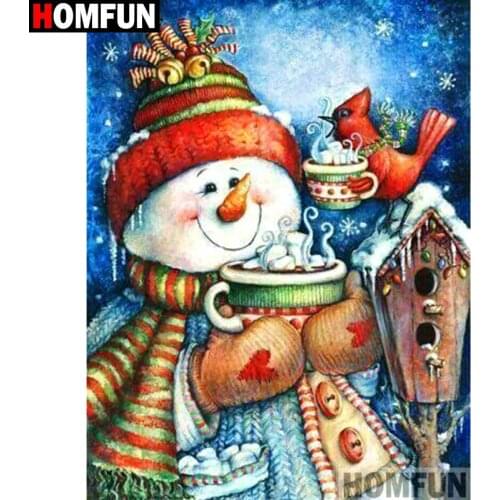 HOMFUN Full Square/Round Drill 5D DIY Diamond Painting "Cartoon snowman" Embroidery Cross Stitch 3D Home Decor A10688