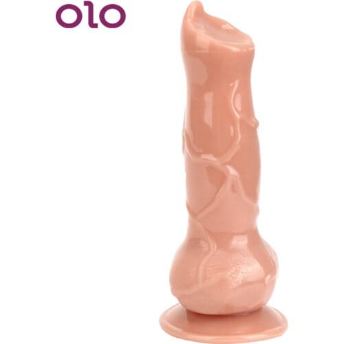 OLO Fake Dog Animal Penis Big Dildos Female Masturbation Anal Plug With Suction Cup No Vibrator Sex Toys for Women