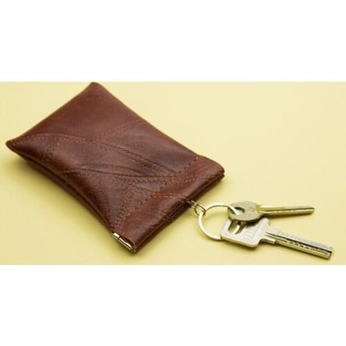 N7MF PU Leather Coin Purse Earbuds Key Wallet Keyring Holder Pouch for Women Men