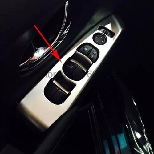 For Nissan Lannia 2016 Left-handed Driving 4pcs Chrome Car Interior Door Armrest Pannel Trim Window Lifter Button Cover