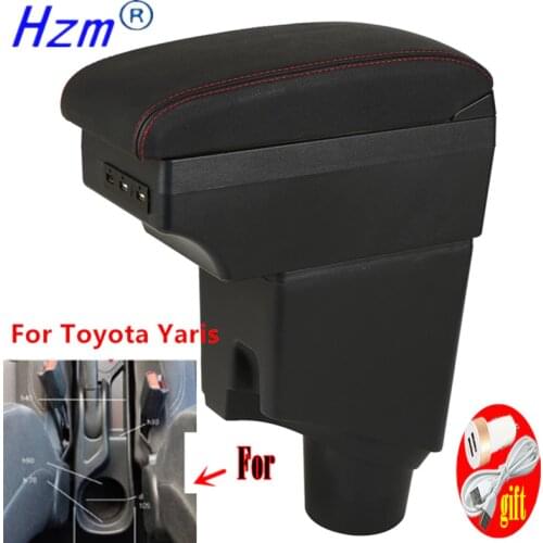 For Toyota Yaris Armrest For Toyota Yaris hybrid Car Armrest box 2020 2019 2015-2021 Retrofit parts Interior Storage box USB LED