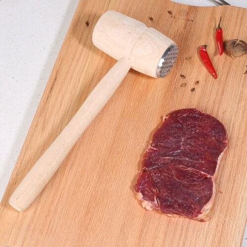 YUSOTAN Wooden Double-sided Meat Hammer with Aluminium needles natural solid wood handle comfortable touch wood meat tenderizer