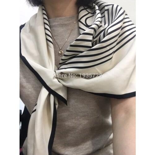 ElfStyle Silk Geometric Stripe Square Scarf Features With Eyelet - Hot Sale Women/Ladies New 80-80cm Square Scarf/Tote