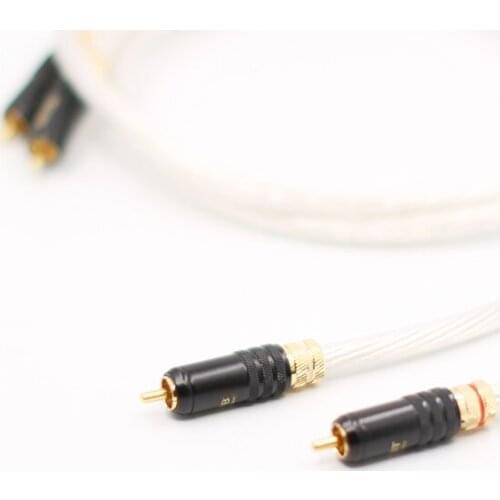 Hi-end 5NOCC Silver Plated HIFI 2RCA Male to Male Audio Cable RCA TO RCA Audio cable