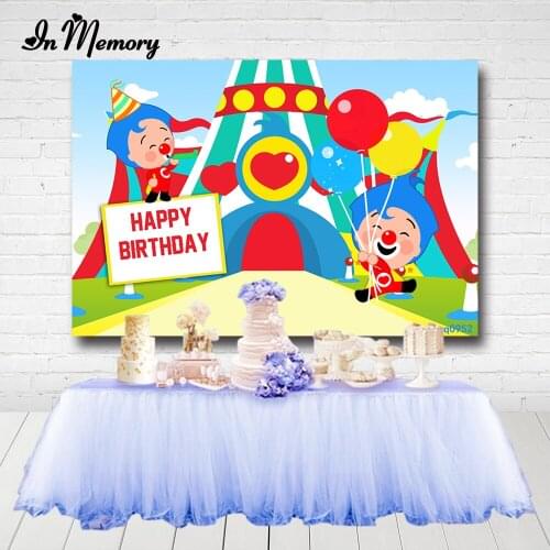 InMemory Payaso Plim Plim Backdrop For Photo Studio Circus Boys 1st Birthday Party Photography Backgrounds Kids Poster Custom