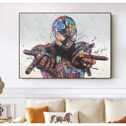 Marvel Comics Movie Heroes Spiderman Graffiti Art Posters and Prints Classic Superhero Pictures Wall Canvas Painting Art