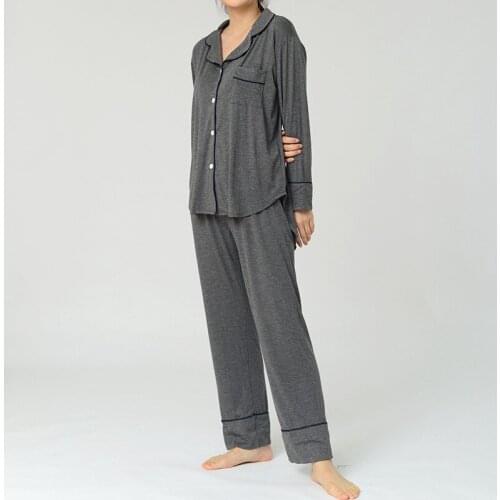 2PCS Pajama Sets Women Long Sleeve Solid Loose Breathable Soft Oversized Womens Style Home Breathable Clothing Comfortable