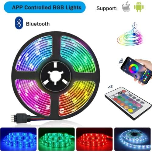 Bluetooth Controller Music Sync RGB LED Strip Light 5m 10m 15m 20m Diode Ribbon Tape SMD 2835 DC 12V 5050 Waterproof Party Room