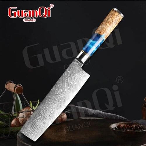 Damascus Steel Kitchen Chef Knife Resin Handle Cleaver Cutting Meat Chef Knife Slicing Knife Utility Kitchen Knife Cooking Tools