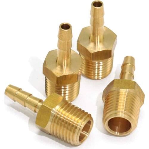 The Brass Fitting Coupler 3/16" Hose Barb x 1/4" Male NPT Fuel Gas