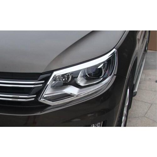 ABS Chrome Car Front Headlight + Rear Tail Light Lamp Cover Trim For Vw Volkswagen Tiguan 2010-2016