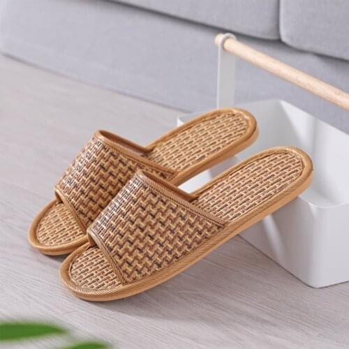 New straw wove slippers for men and women non-slip home indoor sandals and slippers