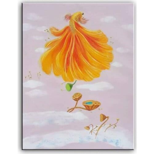 Original oil painting Dancing goldfish painter original paintings decoration painting Custom-made oil painting 16110710
