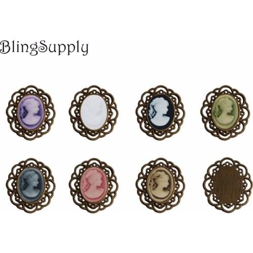 Oval cameo metal button flatback can choose colors 100PCS/lot(BTN-5658)
