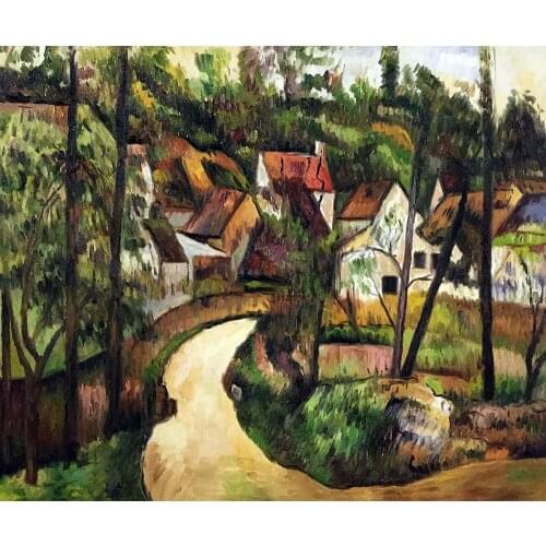 Landscape Wall Arts Turn in the Road by Paul Cezanne Oil Painting Reproductions Horizontal Customize Painting