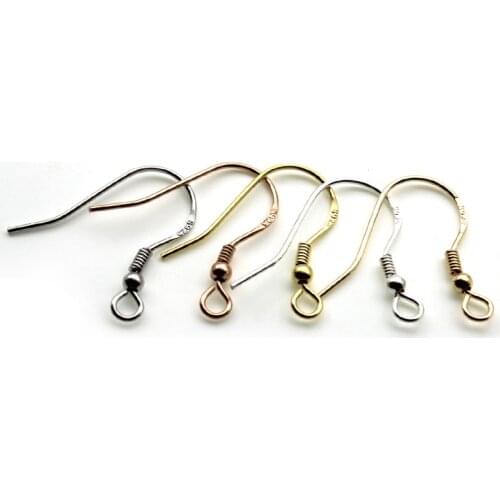 4pcs/lot Real 925 Sterling Silver Earring Wire Hooks Rose Gold Fishhooks Findings for DIY Earring Jewelry Findings Supplier