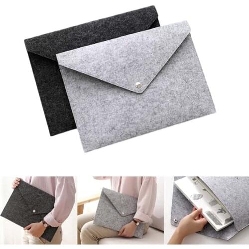 New Arrivals Simple Solid A4 Big Capacity Document Bag Briefcase File Folders Felt Filing Bags Business Traveling Use