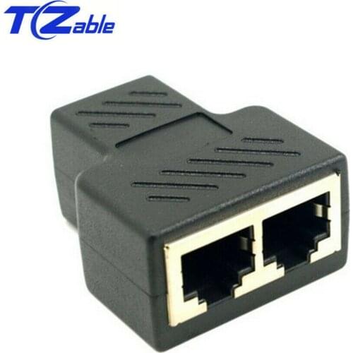 2PK 1 To 2 Ways LAN Ethernet Network Cable RJ45 Female Network Ethernet LAN Splitter Connector Transfer Head RJ45 Adapter