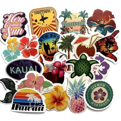 TD ZW 50Pcs Retro Hawaii Stickers For Suitcase Skateboard Laptop Luggage Fridge Phone Car Styling DIY Decal Sticker