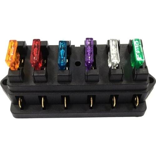 New 1pc 12-32V Universal 6 way Car Blade FuseTerminal Box Holder with LED Warning Light Portable Car Boat Yacht RV Fuse Box