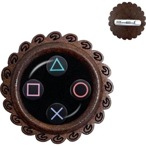 Vintage Video Game Controller Brooch Cool Men Gaming Gamer Pins Gift Retro Controller Gamepad Wood Brooches Pins Gift