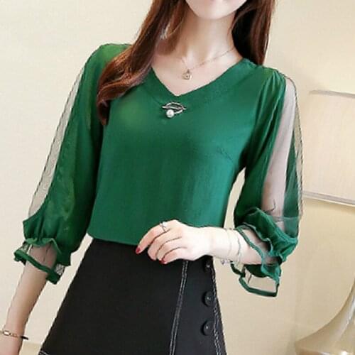 Foreign shirt temperament super fairy models small womens high-end European goods was thin chiffon shirt
