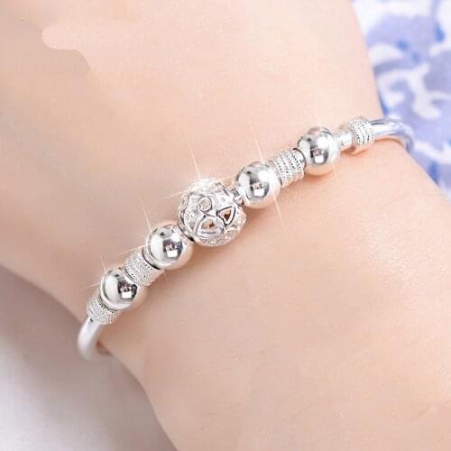 Womens 925 Silver Nine Running Bead Bracelet Linglong Ball Jewellery Engagement Wedding Gift Jewelry