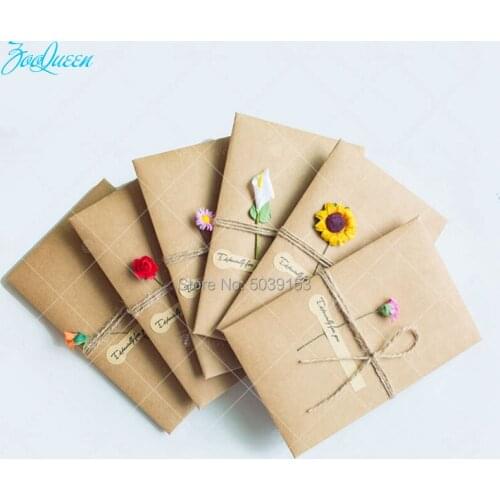 1pc Handmade DIY Greeting Cards Formal retro Envelope Invitation Post Card For Birthday Valentine' Day Party Wedding Decor