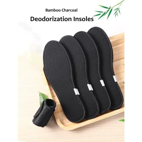 Deodorant Foot Insoles Bamboo Charcoal Insert Light Weight Mesh Breathable Shoe Pad Insert Suction Perspiration Insole