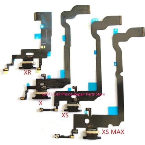 10pcs Charging Flex For iPhone X XR XS MAX XSM USB Charger Port Dock Connector With Mic Flex Cable Replacement