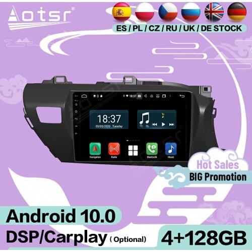 128G Carplay Screen Multimedia Stereo Android 10 Player For Toyota Hilux 2016 2017 2018 GPS Navi Audio Radio Receiver Head Unit