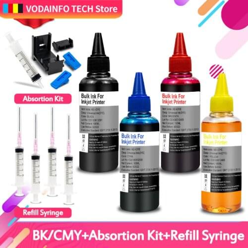 5 bottle CMYK 100ml Universal Refill Dye Ink Compatible For HP for Canon for Brother for Epson for Lexmark for DELL