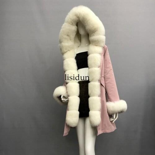2019 Real fur coat fox parkas winter jacket coat women parka big real raccoon fur collar natural fox fur liner long outerwear