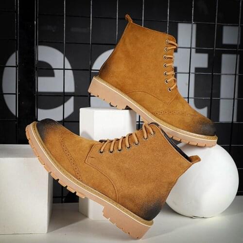 2020 High Quality Fashion Winter Mens Martin Boots Warm Work Boots Lace Up Mens Retro Style Boots Round Toe High Sneakers